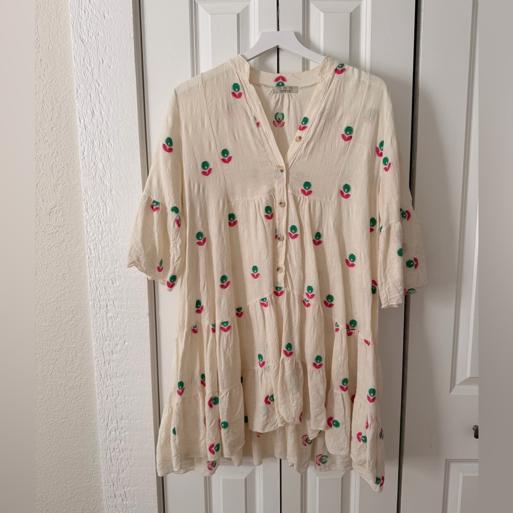 Cream Women's Top / Mini Dress / Beach Cover Up